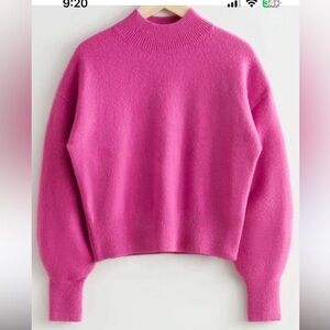 New Tahari Vibrant Pink Turtleneck Sweater 100%cashmere size M
